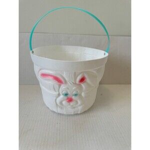 vintage Empire White Bunny Plastic Blowmold Easter Bucket